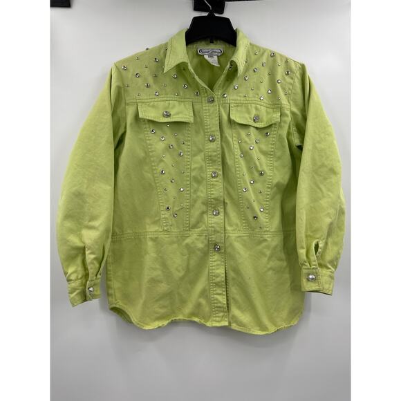 Saint Germain Paris vintage button down green shirt size Small - Picture 1 of 6